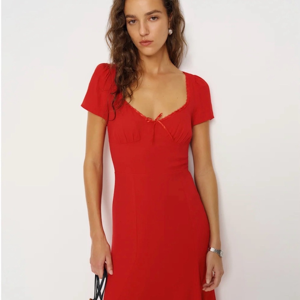 Reformation Red Afton Dress